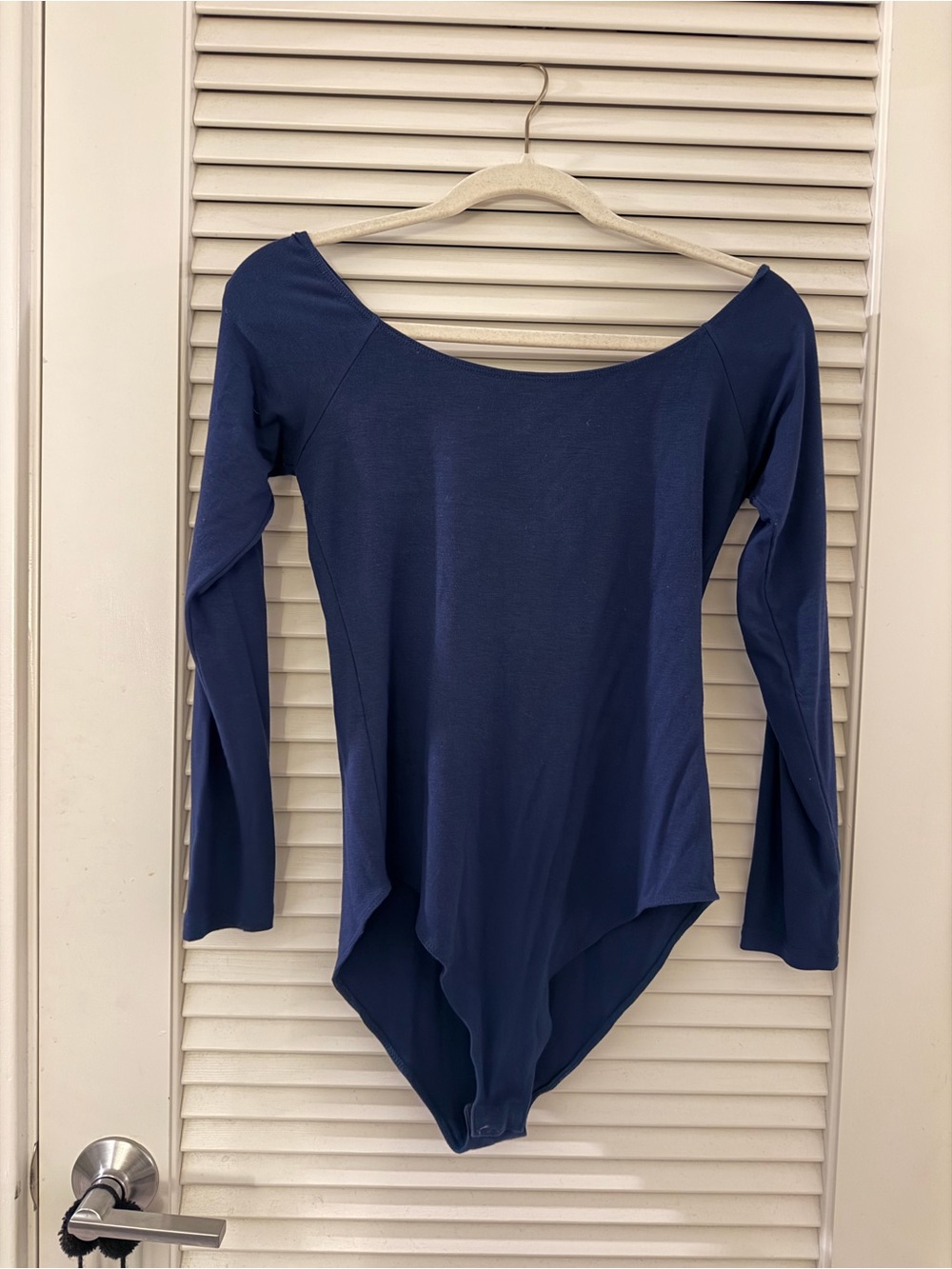 Long Sleeve Scoop Neck Bodysuit — Navy